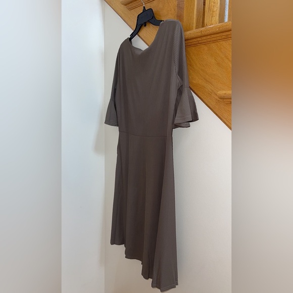 Women’s Dress Plus Size XXL Tie Waist Short Ruffle Sleeve Army Green Blue A-Line - Picture 3 of 6